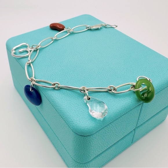 RARE Tiffany & Co. Peretti Gemstone Jade Crystal Lapis Lazuli Jasper Bracelet - Picture 14 of 15